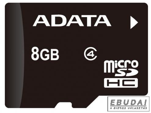 Adata micro SDHC memóriakártya adapterrel 8 GB