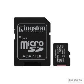   Kingston 512GB SD micro Canvas Select Plus (SDXC Class 10 A1) (SDCS2/512GB) memória kártya adapterrel 